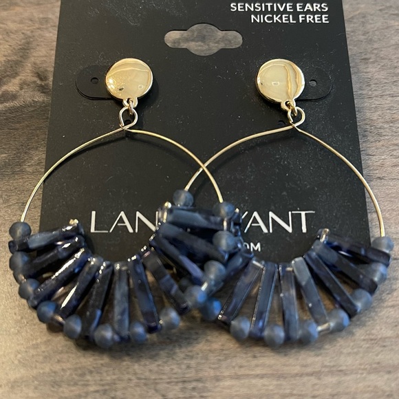 Lane Bryant Jewelry - Gold Tone Navy Blue Hoops